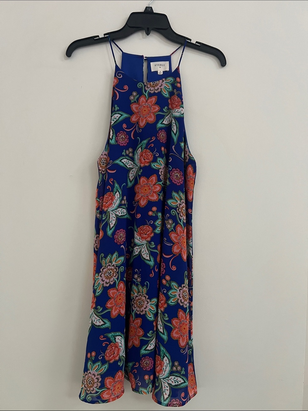 Everly Royal Blue Floral Halter Midi Dress
